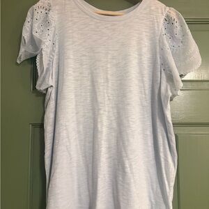 Express Light Blue Eyelet Sleeve Tee